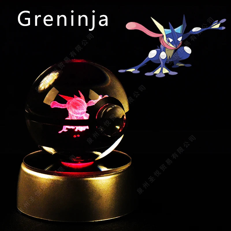 Boule de Cristal Pokémon 3D LED – 36 Personnages, Socle Lumineux, Cadeau