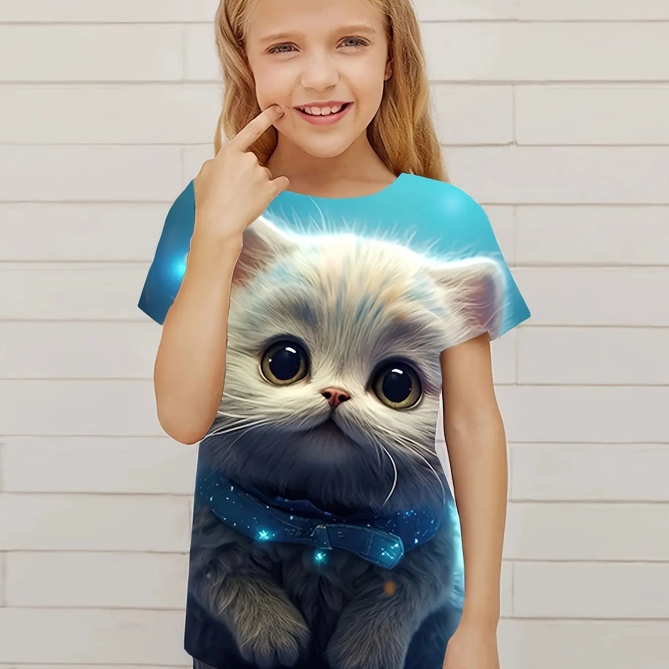 Children's Clothing Cute 3D Cat Graphic Print Short Sleeve Tops Kids Clothes T-Shirt Casual Pullover Child Boys Girls Summer TechVisio