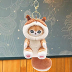 Cute Cat Disguised as a Long-Tailed Animal Plush Keychain Pendant Small Doll Gift Soft Keyring for Animal Lovers TechVisio
