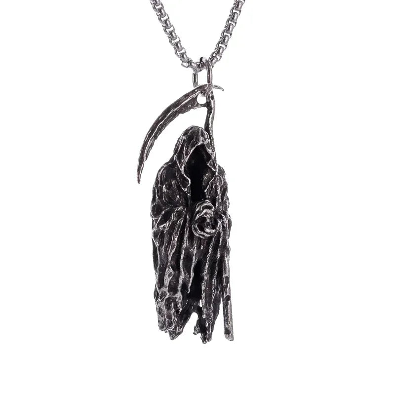 Hell Death Scythe Necklace Pendant Gothic Mysterious Devil Necklace Men\'s Personality Punk Retro Halloween Trend Jewelry TechVisio