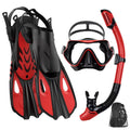 Mask Snorkel Fin Set Panoramic View Snorkel Mask Adjustable Dive Flipper Dry Top Snorkel and Travel Bag Snorkel Gear for Adults TechVisio