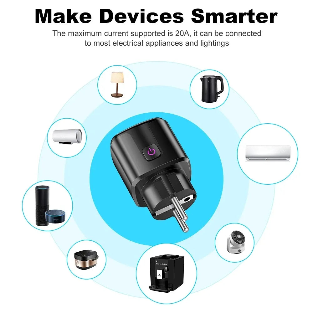 Tuya Smarte Steckdose 20A WiFi+BT – 20A | Stromverbrauchsmessung | Alexa Google Home