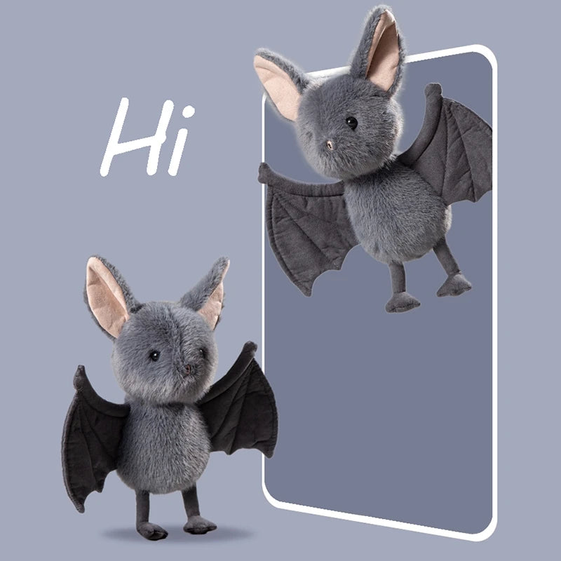New 26cm Kawaii Hanging Bat Plush Toy Grey Broox Stuffed Animal Doll Cartoon Soft Bat Plushies Home Decor Birthday Gifts Girl TechVisio