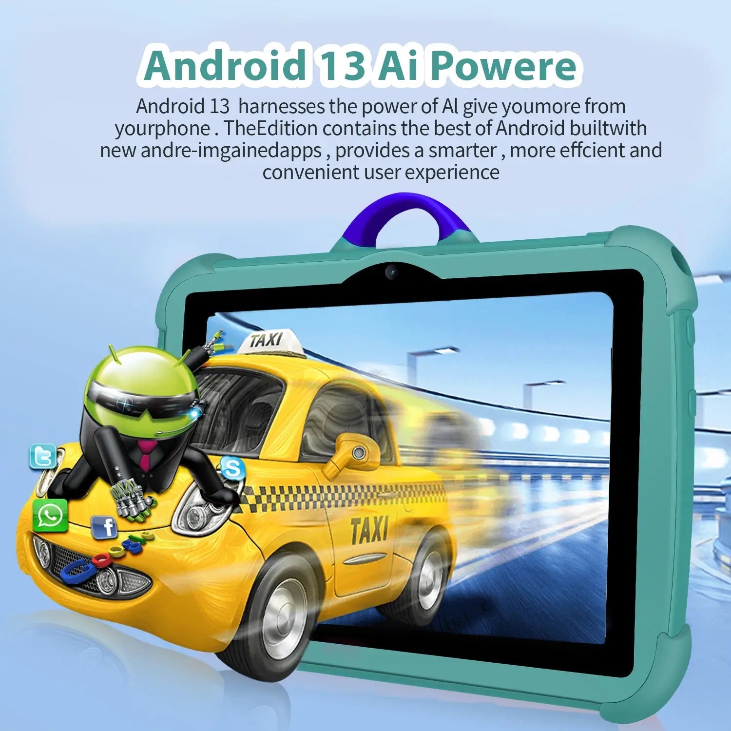 7 Inch Kids Tablet PC with Android 13 Quad Core 4GB RAM 64GB ROM Educational Learning Children's Favorite Cheap Simple Design TechVisio