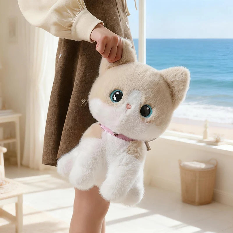 Cute Sitting Pose Kitten Plush Toys Soft Fluffy Cartoon Pet Cat Doll Lovely Office Desktop Decor Funny Gift To Family Accompany TechVisio