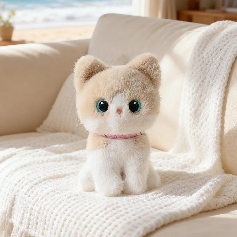 Cute Sitting Pose Kitten Plush Toys Soft Fluffy Cartoon Pet Cat Doll Lovely Office Desktop Decor Funny Gift To Family Accompany TechVisio