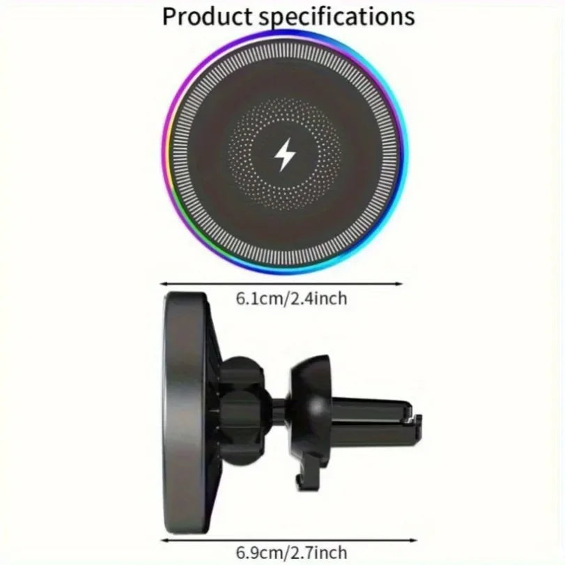 Support Voiture VIKEFON RGB – MagSafe | Sans Fil | 360° | iPhone 12-16