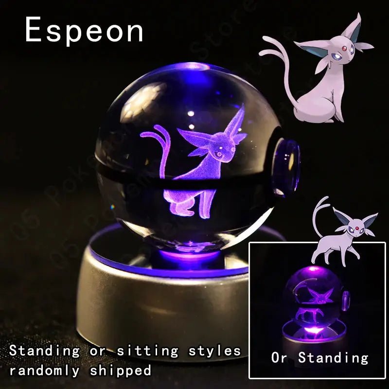 Boule de Cristal Pokémon 3D LED – 36 Personnages, Socle Lumineux, Cadeau TechVisio