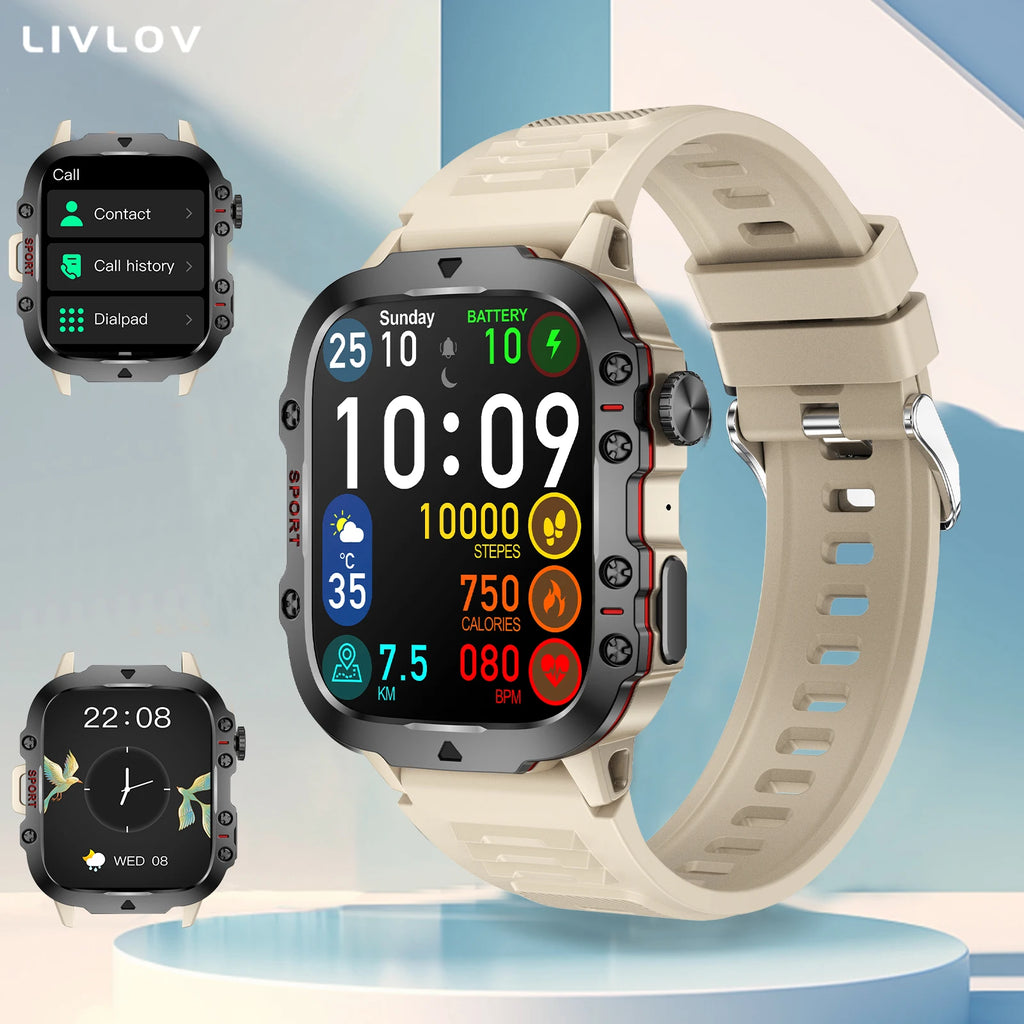 LIVLOV Smartwatch – KI | 1,96" HD-Bildschirm | Über 100 Sportmodi | BT5.2