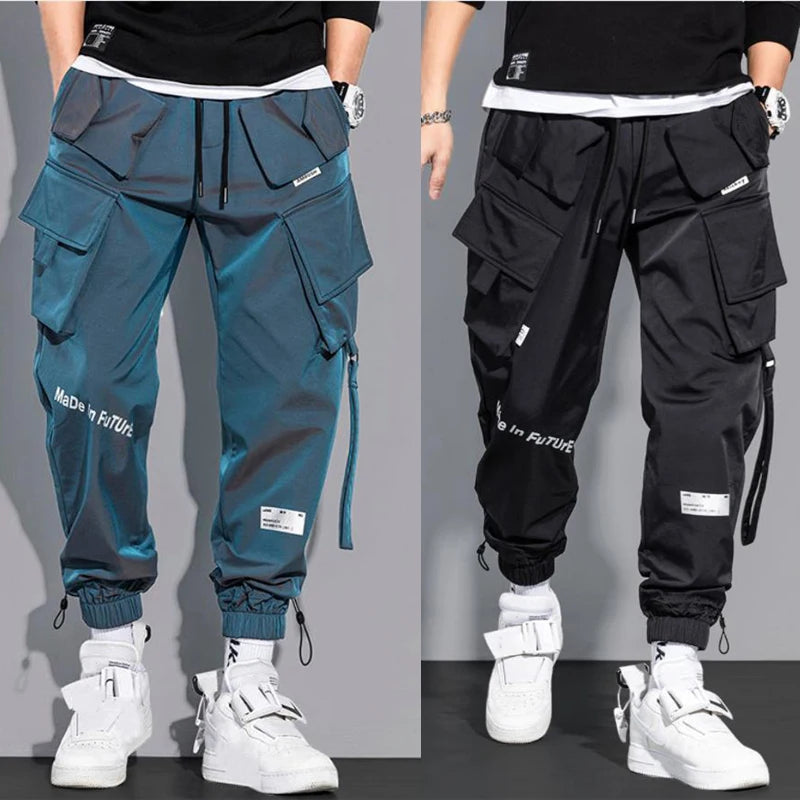 Thin Streetwear Casual Pants Men Ribbons Harem Jogging Pants Male Slim Fit Spring Cargo Pants Multi-Pockets Women Trouser K1299 TechVisio