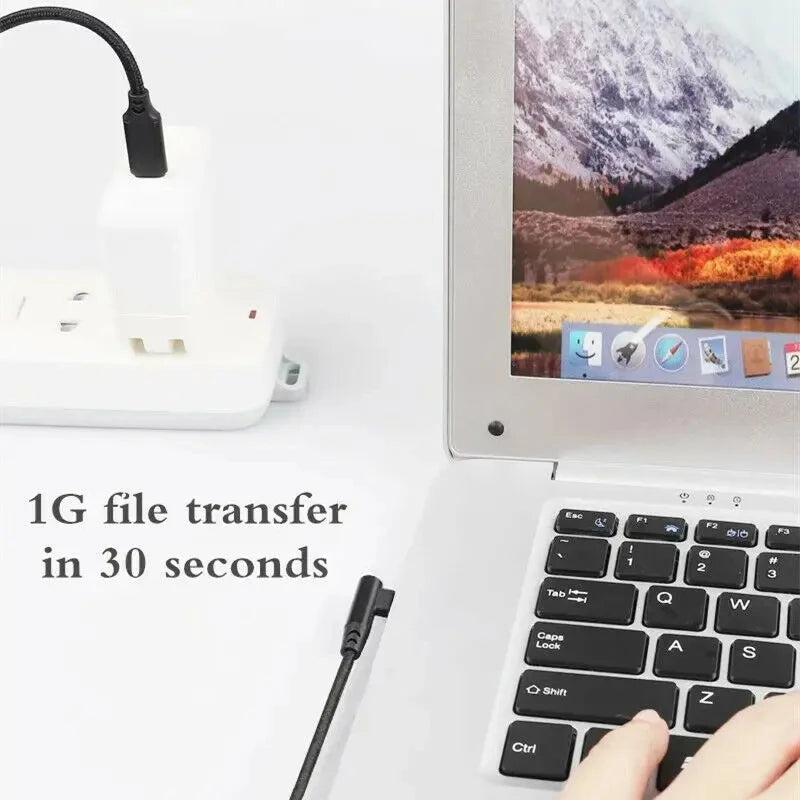 0.25m/0.5m/1m/2m/3m 90 Degree Elbow Nylon Braided Quick Charger Elbow USB C to Type C Cord Cable For iPhone 15 16 Samsung Xiaomi TechVisio