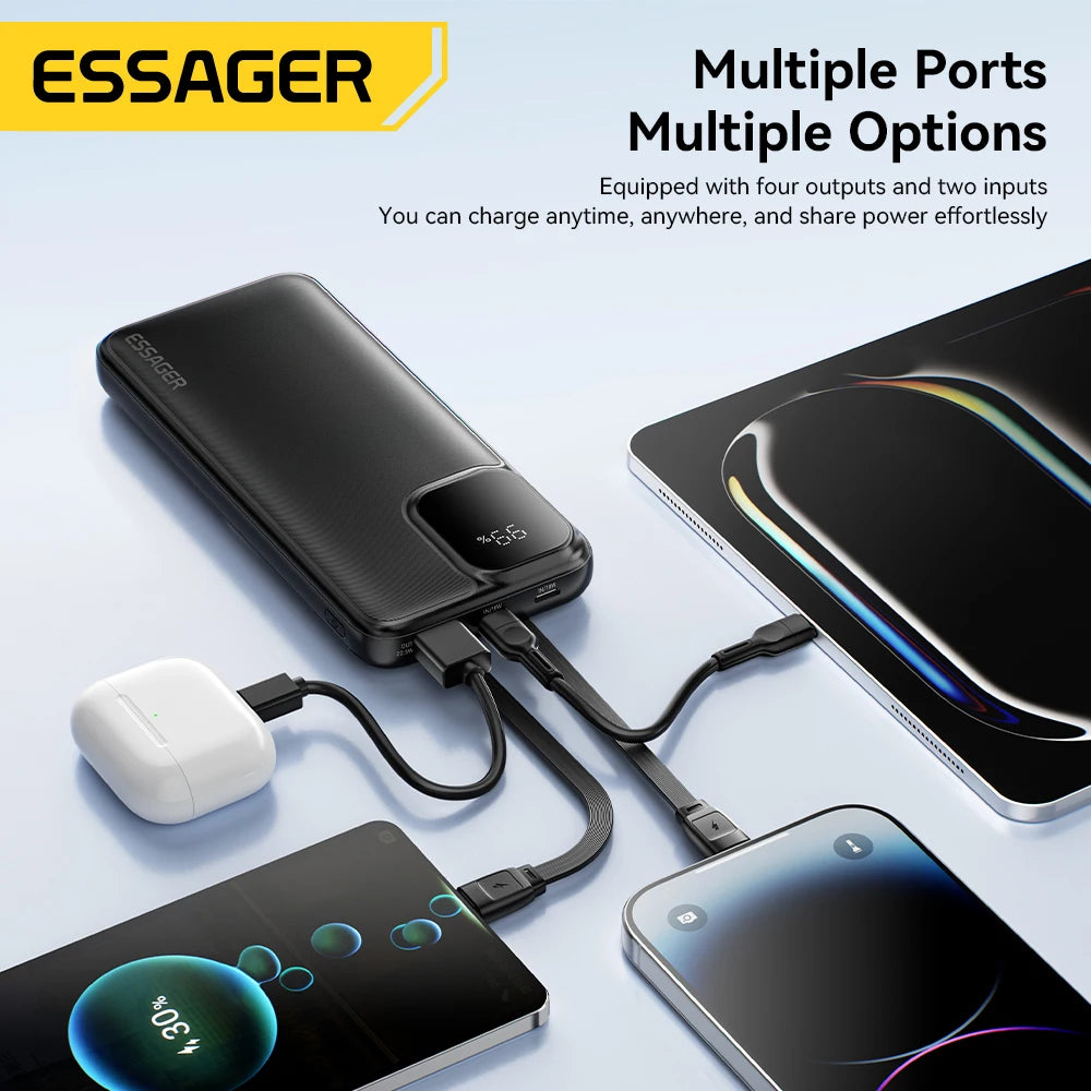 Batterie Externe ESSAGER – 10/20 000mAh | Câbles Intégrés | 22,5W