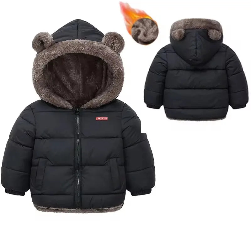 Boys Girls Thick Jackets Winter Kids Padded Fleece Warm Coats Children Hooded Cotton Outerwear Kids Clothes Cashmere Snowsuit TechVisio