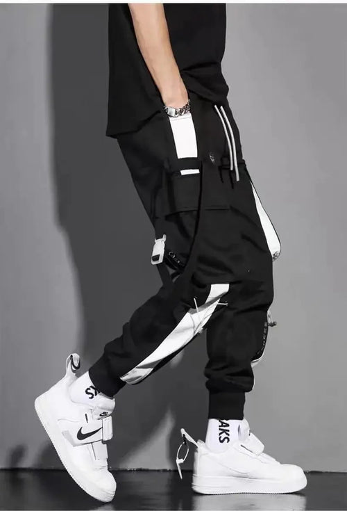 Classic Streetwear Casual Men Ribbons Harem Jogging Pants Male Slim Fit Spring Cargo Pants Multi-Pockets Women Trousers K94 TechVisio