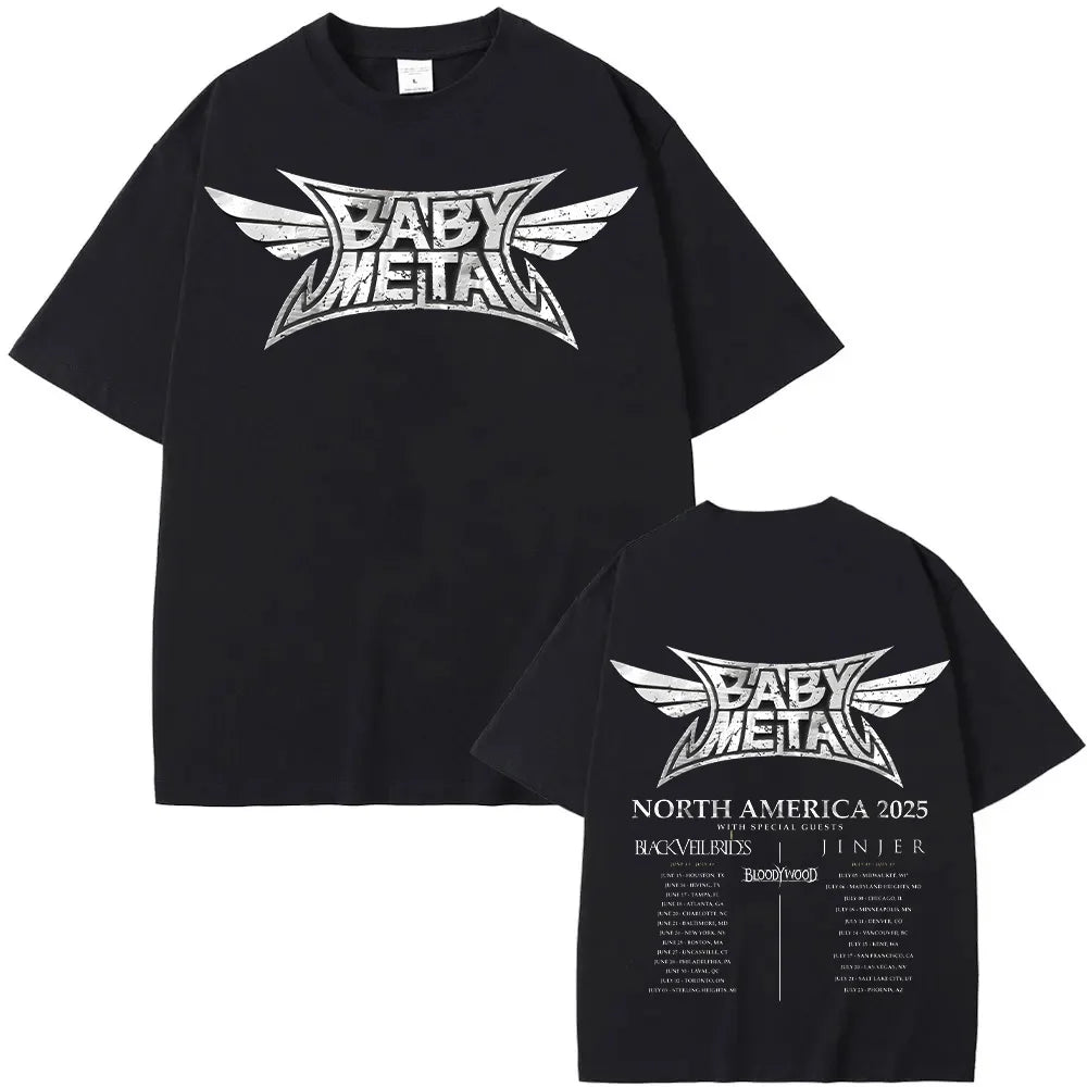 Babymetal North America Tour 2025 T-shirts Vintage Babymetal Japan Metal Rock Band Tshirts Men Women's Pure Cotton Tees Harajuku TechVisio
