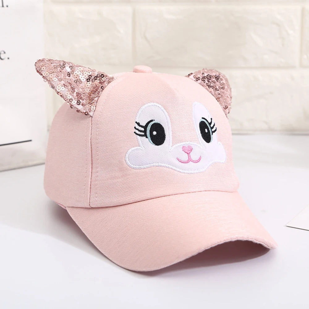 Summer Children's Caps New Cute Cartoon Cat Ear Girls Hats Adjustable Baseball Cap For Kids Children Girl Sun Hat 2-8 Years TechVisio