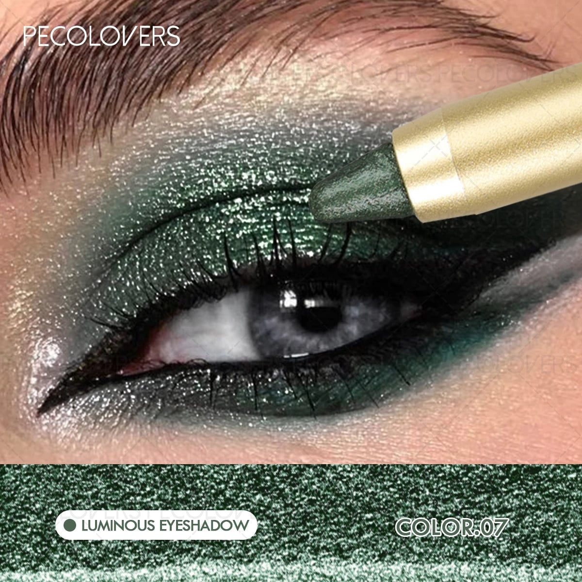 1 Pc Shimmer Eyeshadow Stick, Dual-ended Eyeshadow Pen, with Brush, Eye-catching Eye Makeup High Color Rendering, Concert Makeup TechVisio