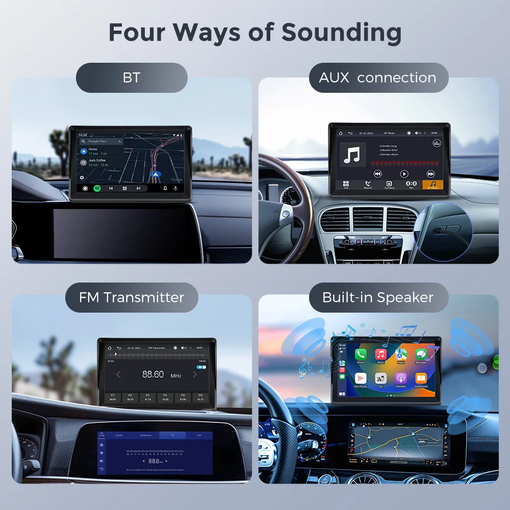 Autoradio Portable 7" Tactile – CarPlay Sans Fil, Android Auto, Bluetooth
