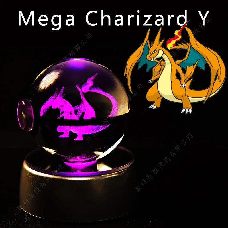 Boule de Cristal Pokémon 3D LED – 36 Personnages, Socle Lumineux, Cadeau