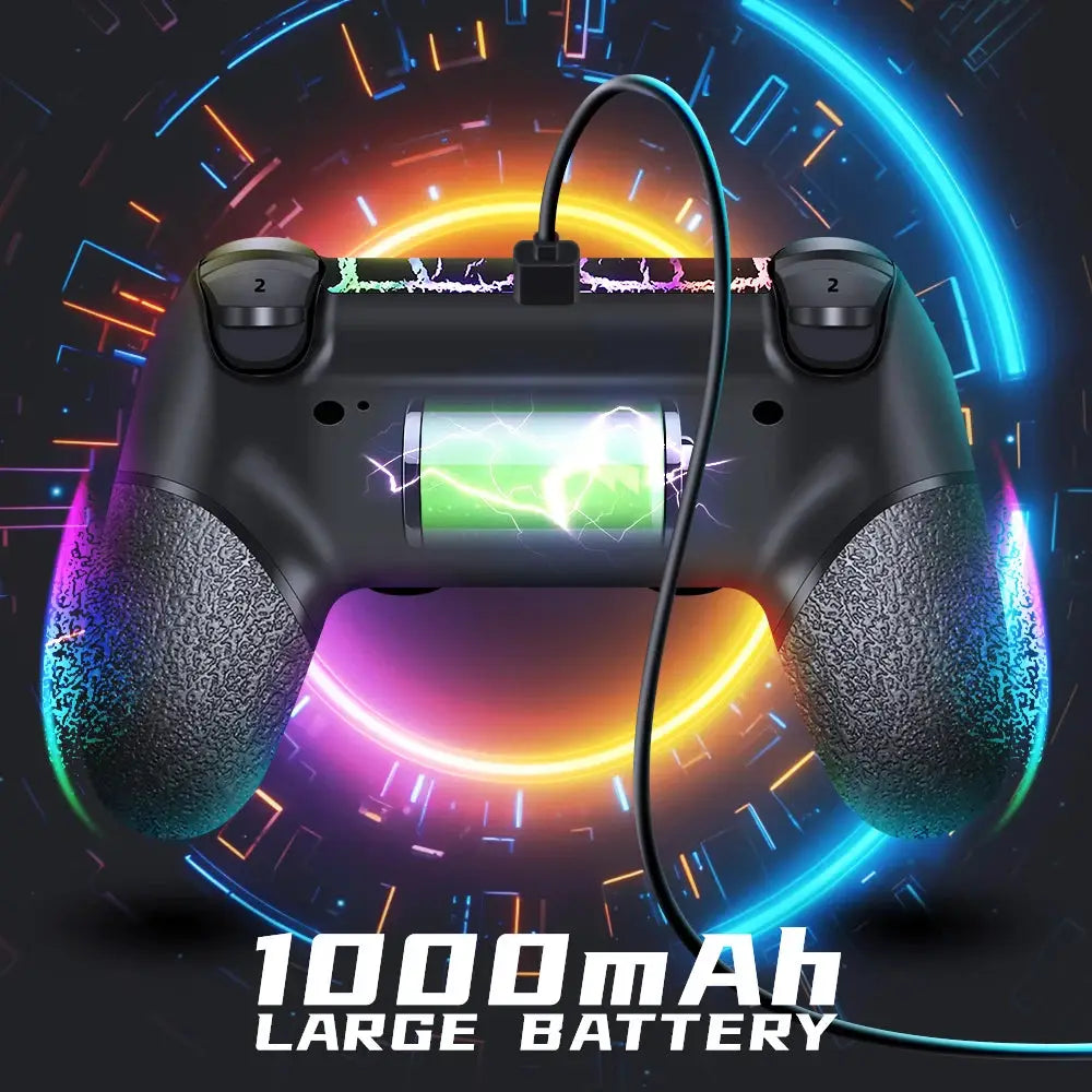 Manette PS4 Sans Fil AceGamer RGB – LED Crack | 1000mAh | PC Steam TechVisio
