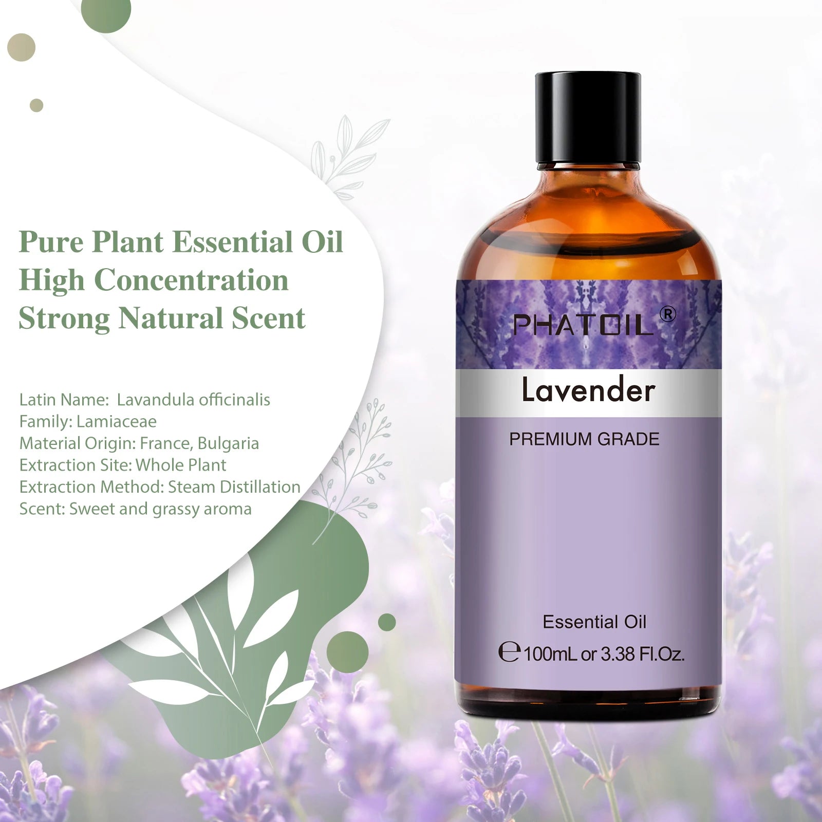 PHATOIL 100ml Pure Natural Essential Oils For Diffuser Candle Making Lavender Jasmine Vanilla Eucalyptus Aroma Essential Oil TechVisio
