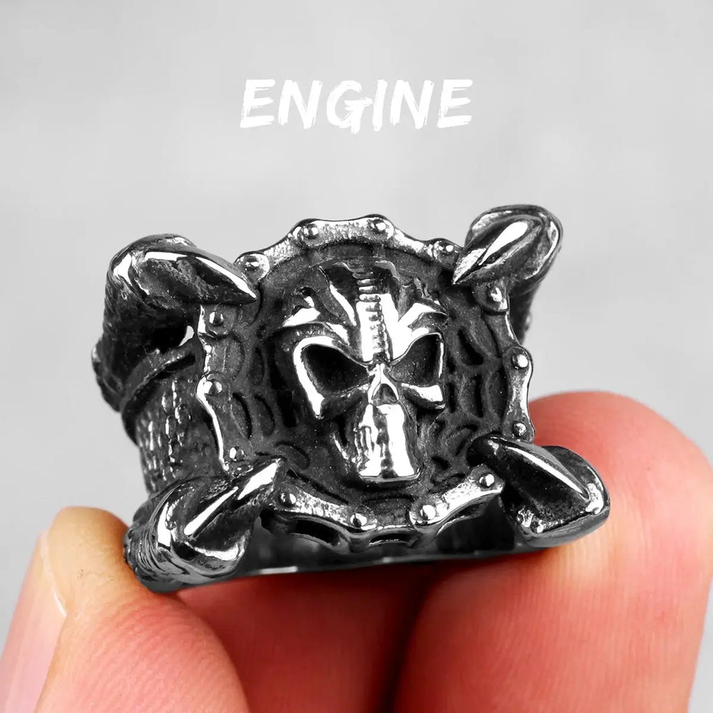 Bague Crâne Griffe de Dragon Metal Town
