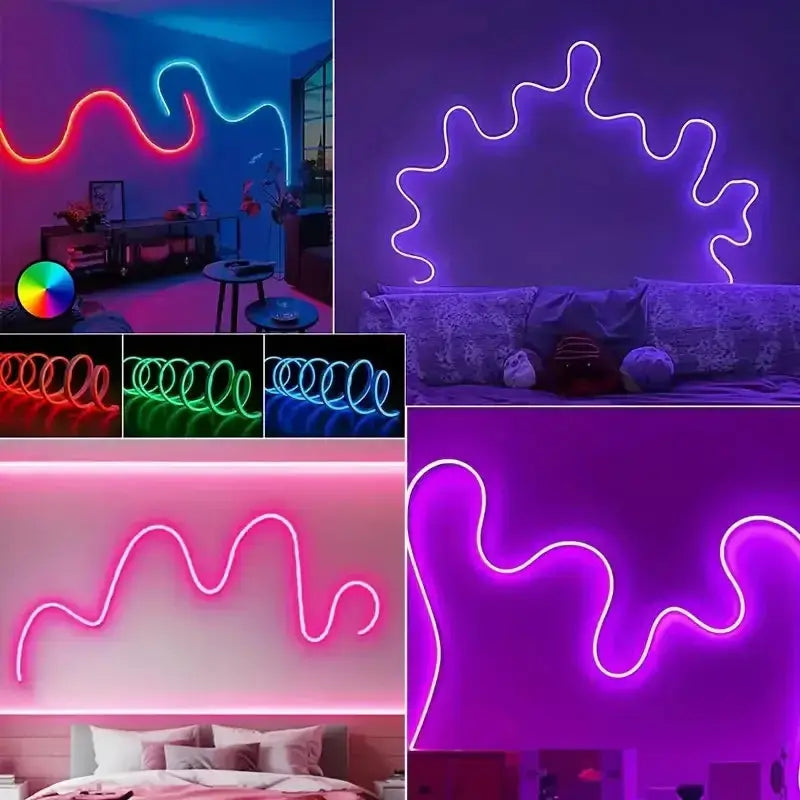 Ruban LED Néon RGB Bluetooth 24V – IP67 | 5M-30M | Sync Musique | Int/Ext TechVisio