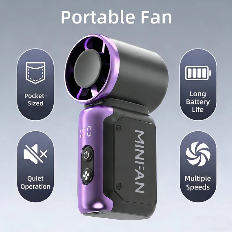 Mini handheld fan, portable small electric fan, USB charging portable pocket fan, suitable for outdoor, travel, and office use TechVisio