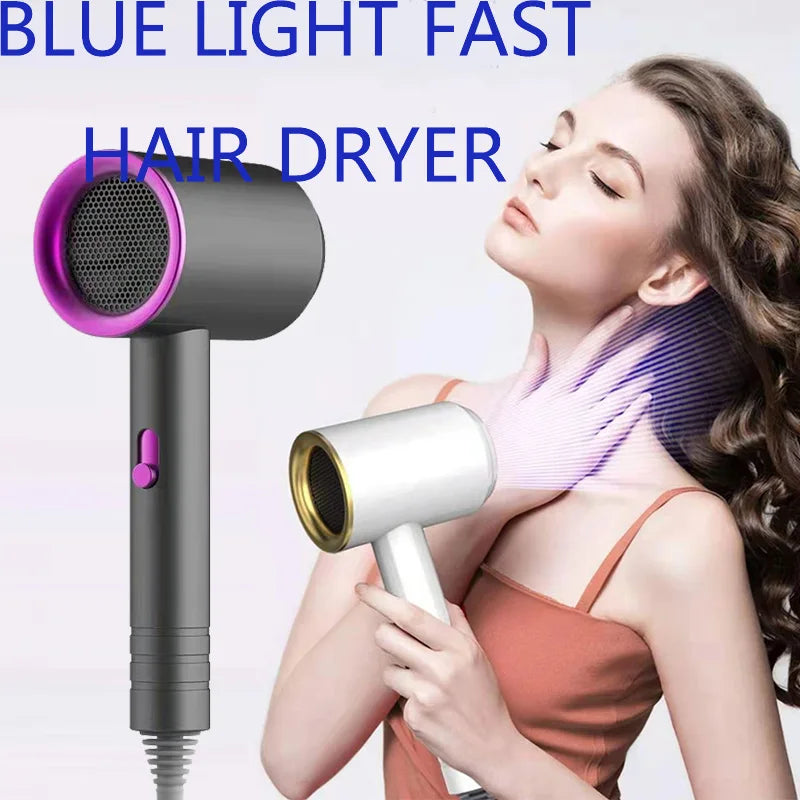 Sèche-Cheveux Ionique Lumière Bleue – Ultra-Silencieux, Séchage Rapide