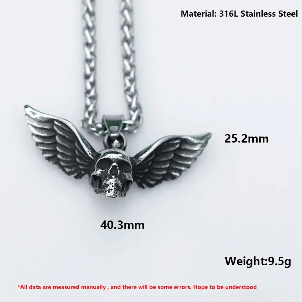 Pendentif Crâne Ailes d’Ange Vikingar Lin