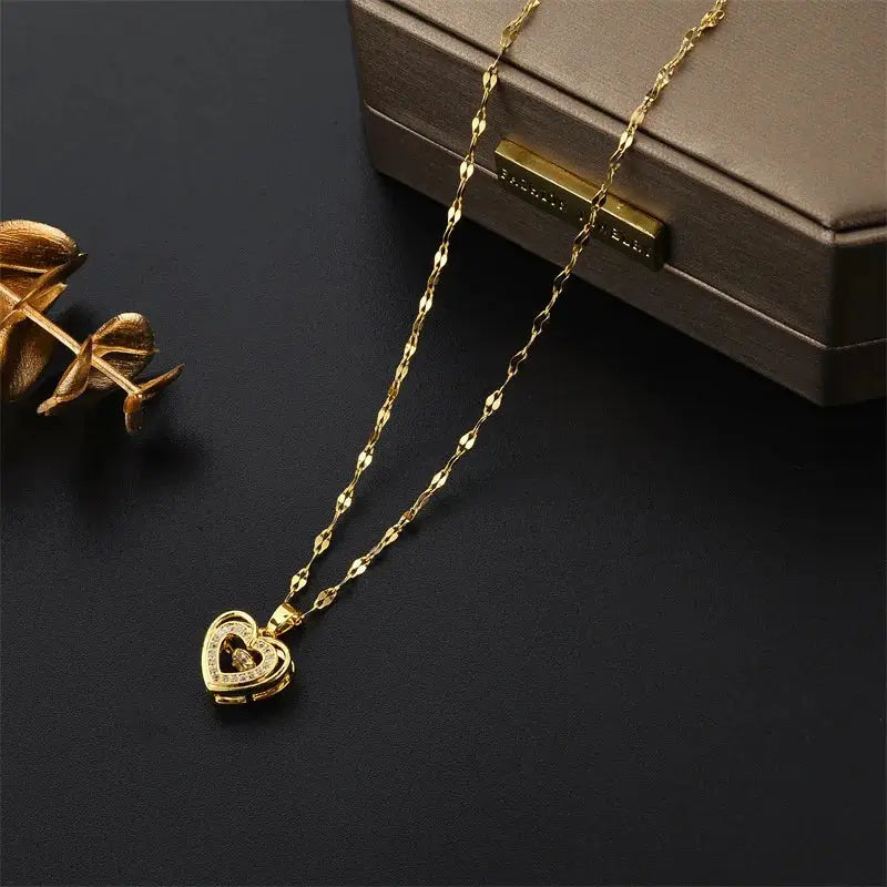Collier Pendentif Cœur Cristal Acier – Style Coréen Femme Tendance Marisa