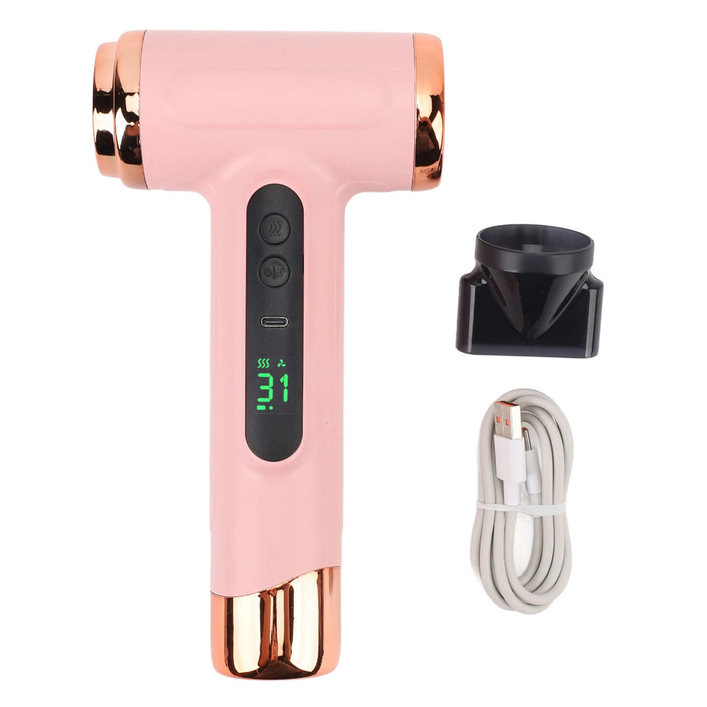 Sèche-Cheveux Sans Fil USB 15600mAh – 200W, Chaud/Froid, Écran LED
