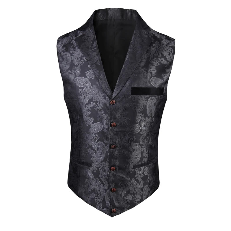 2025 New High-end Suit Collar Jacquard White Vest for Men, Black Sleeveless Waistcoat,navy Blue Billiards Uniform,magician Vests TechVisio