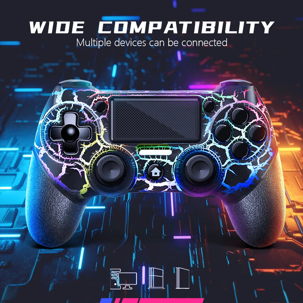 AceGamer RGB Wireless PS4 Controller – LED Crack | 1000mAh | PC Steam