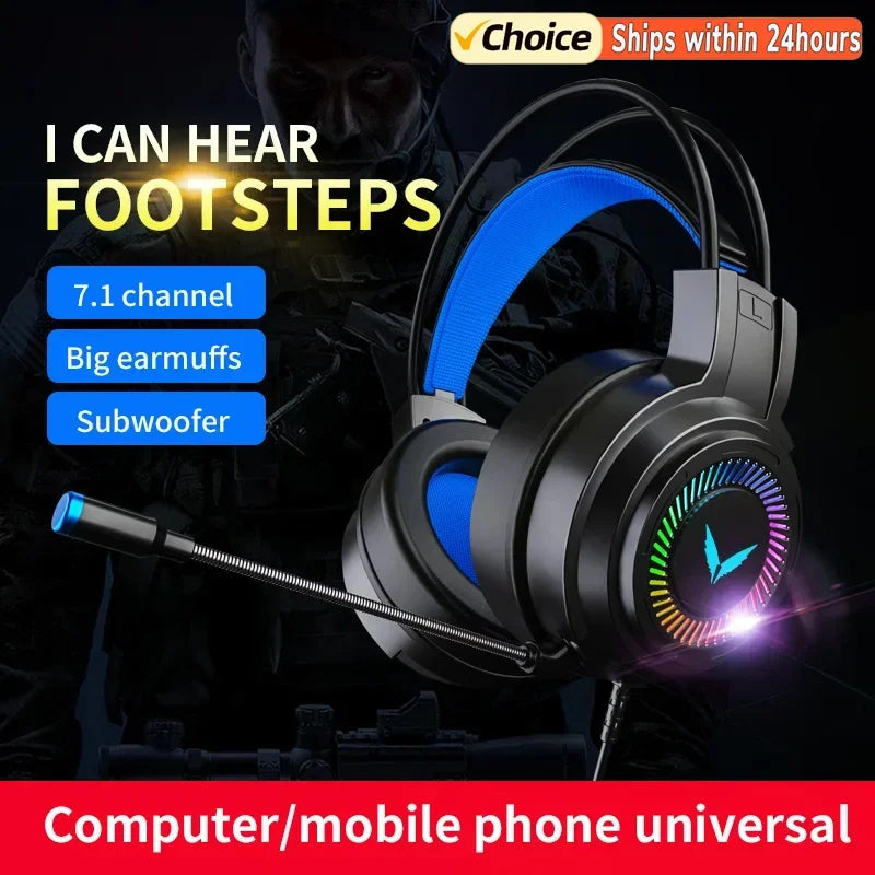 LEEDOAR G60 – Casque Gaming Surround 7.1 Micro 360° LED