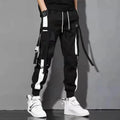 Classic Streetwear Hip Hop Joggers Men Letter Ribbons Cargo Pants Pockets Track Tactical Casual Male Trousers Sweatpant KZ99 TechVisio
