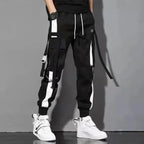 Classic Streetwear Hip Hop Joggers Men Letter Ribbons Cargo Pants Pockets Track Tactical Casual Male Trousers Sweatpant KZ99 TechVisio
