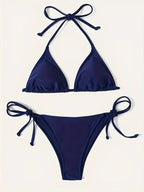 Swimwear Thong Bikini Set Sexy New Navy Blue Swimsuits Woman Sexy Bathing Suits Bikinis Triangle Bandage Female Beachwear TechVisio
