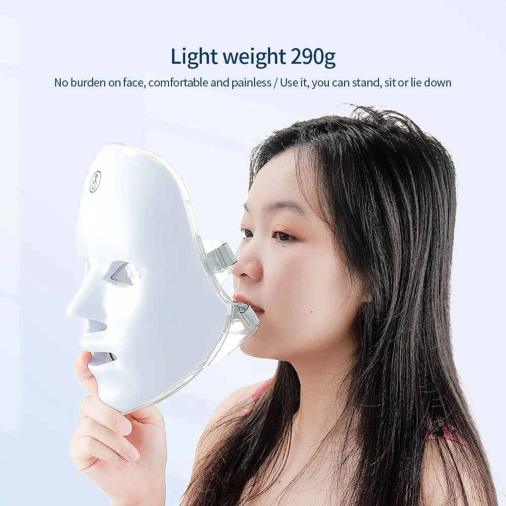 Rechargeable Facial LED Mask 7 Colors LED Photon Therapy Skin Rejuvenation Anti Acne Wrinkle Removal Beauty Mask Skin Brightenin TechVisio