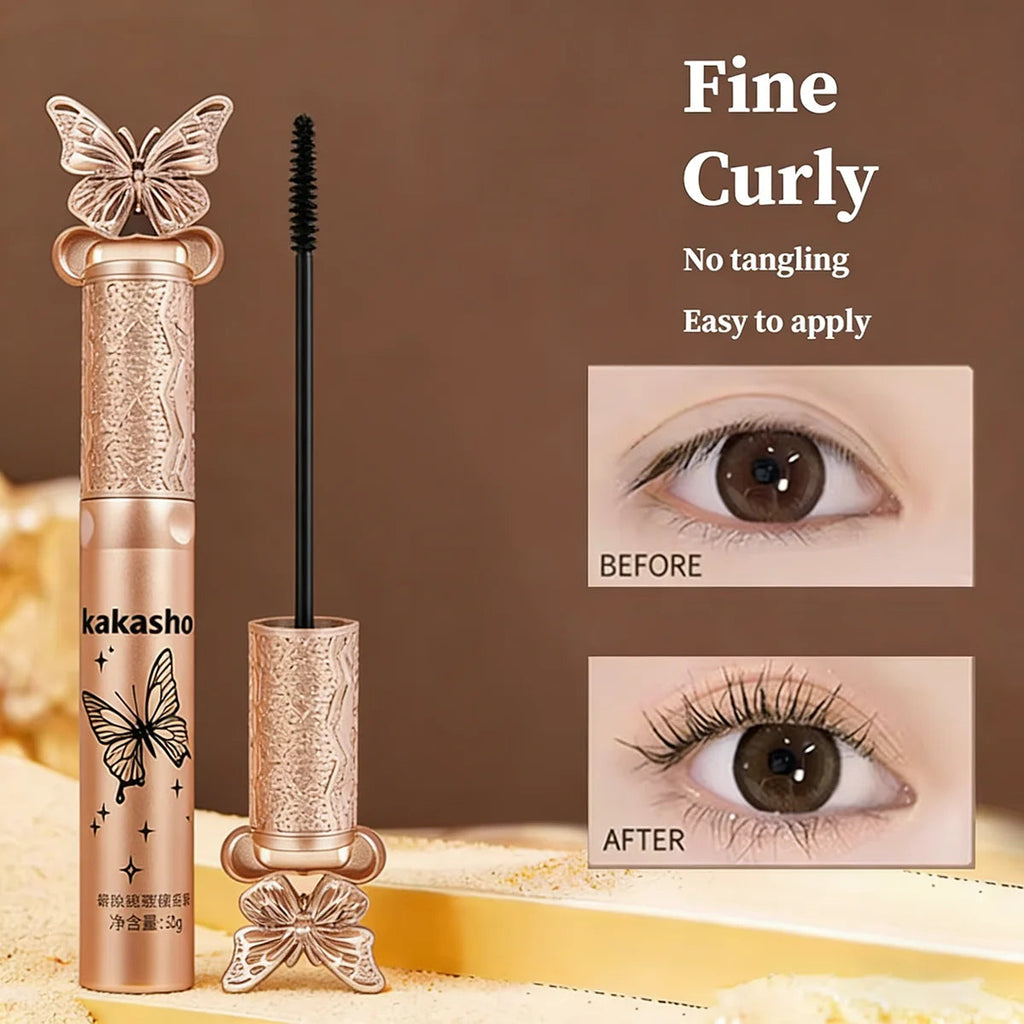 kakashow Silk Fiber Matte Mascara Makeup Ultra-Fine Brush Lengthens Eyelashes Waterproof Fast Dry Black Curling TechVisio