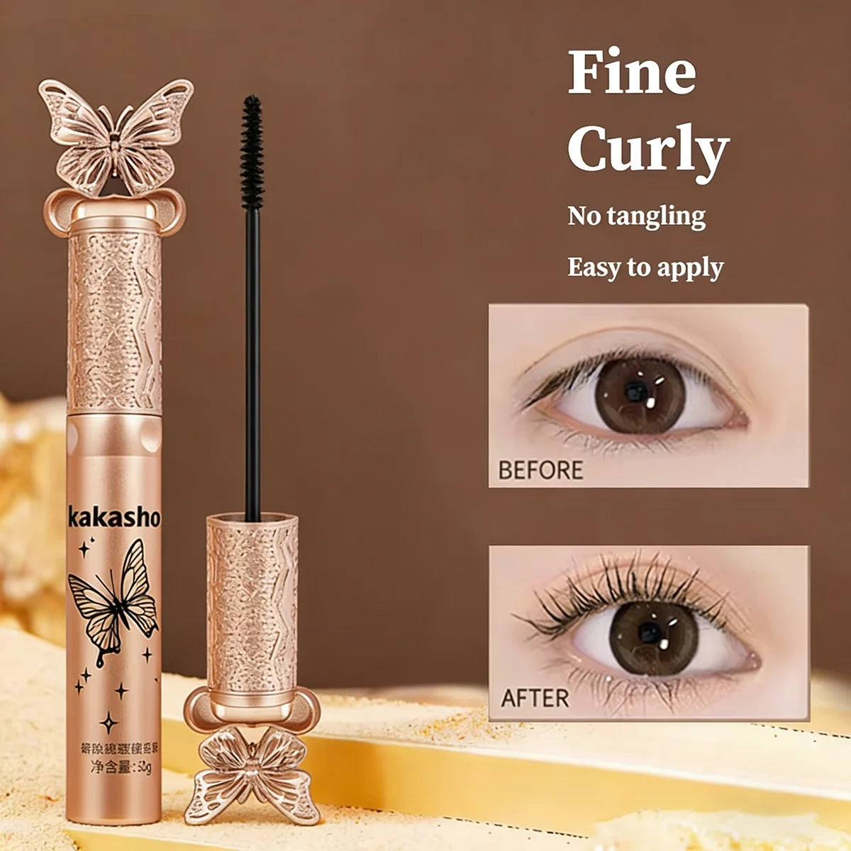 kakashow Silk Fiber Matte Mascara Makeup Ultra-Fine Brush Lengthens Eyelashes Waterproof Fast Dry Black Curling TechVisio