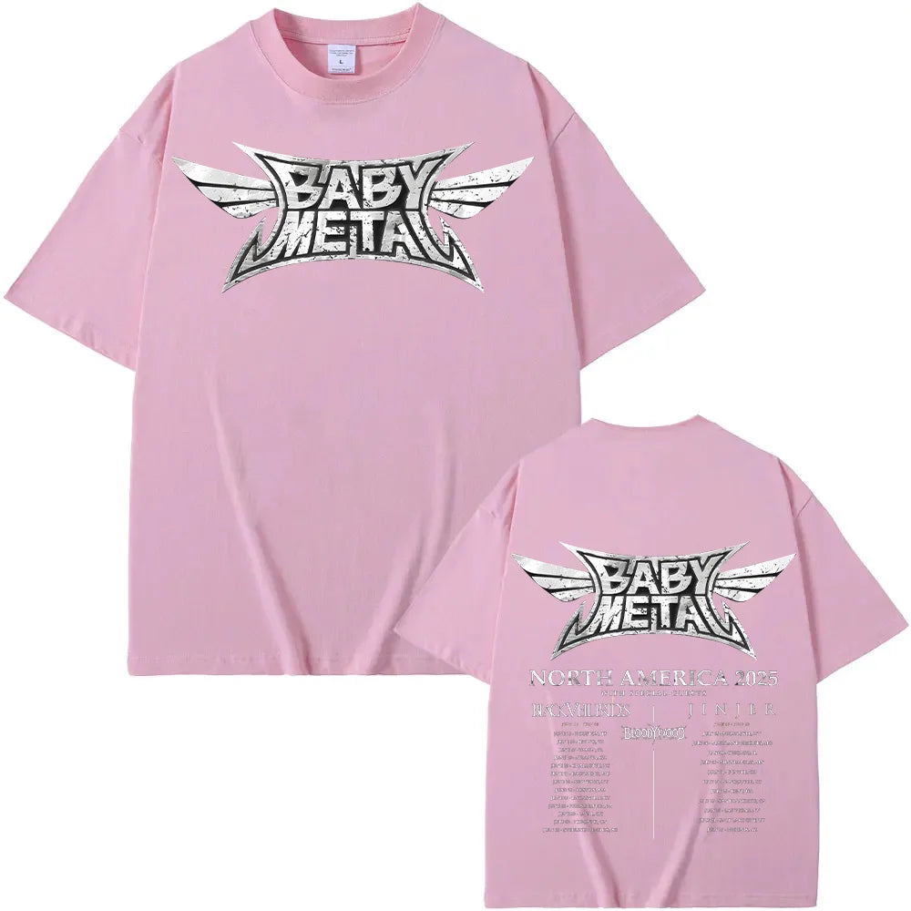Babymetal North America Tour 2025 T-shirts Vintage Babymetal Japan Metal Rock Band Tshirts Men Women's Pure Cotton Tees Harajuku TechVisio