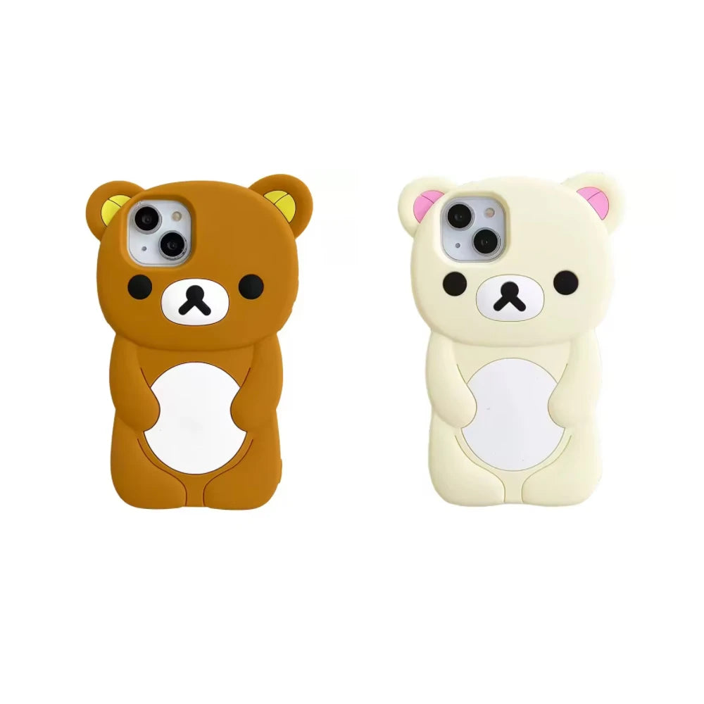 Cartoon Rilakkuma Bear Silicone Soft Cover Case For iPhone 17 16 15 14 13 12 11 Pro Max Plus Xs XR 6 7 8 Plus 5 5S 4 4S TechVisio