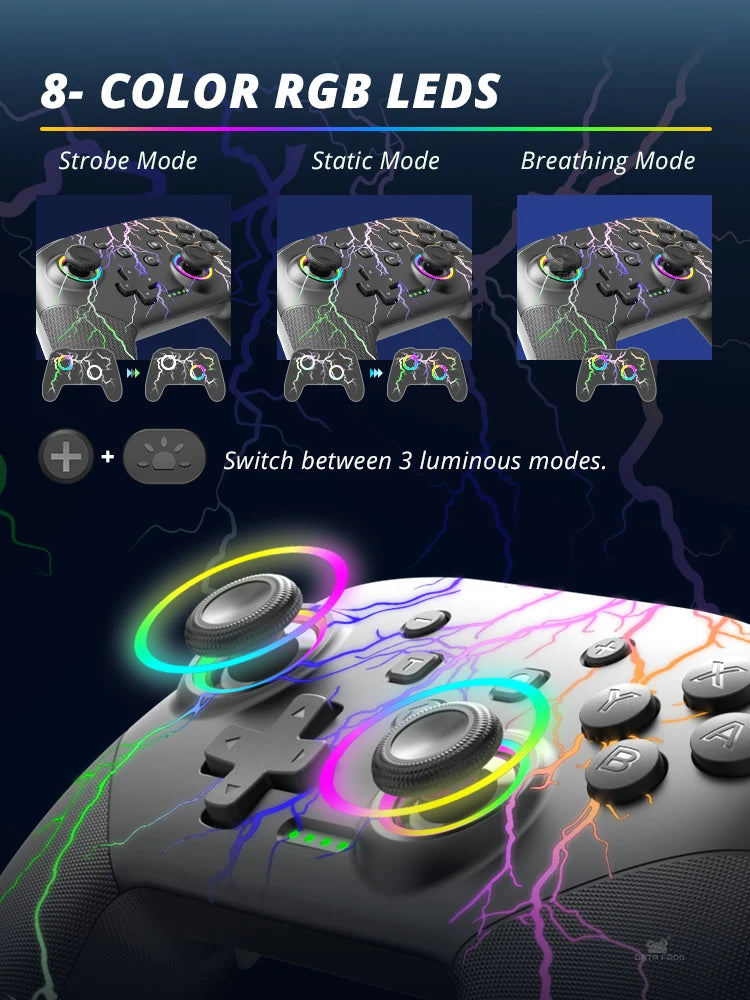 DATA FROG Switch Pro Controller – RGB | Gyroskop | Turbo | 15 Std.