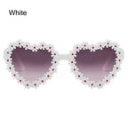 Cute Heart-Shaped Daisy Sunglasses for Kids Aged 3-18 Years Sun Protection Flower Sun Glasses Vintage Children Shades TechVisio