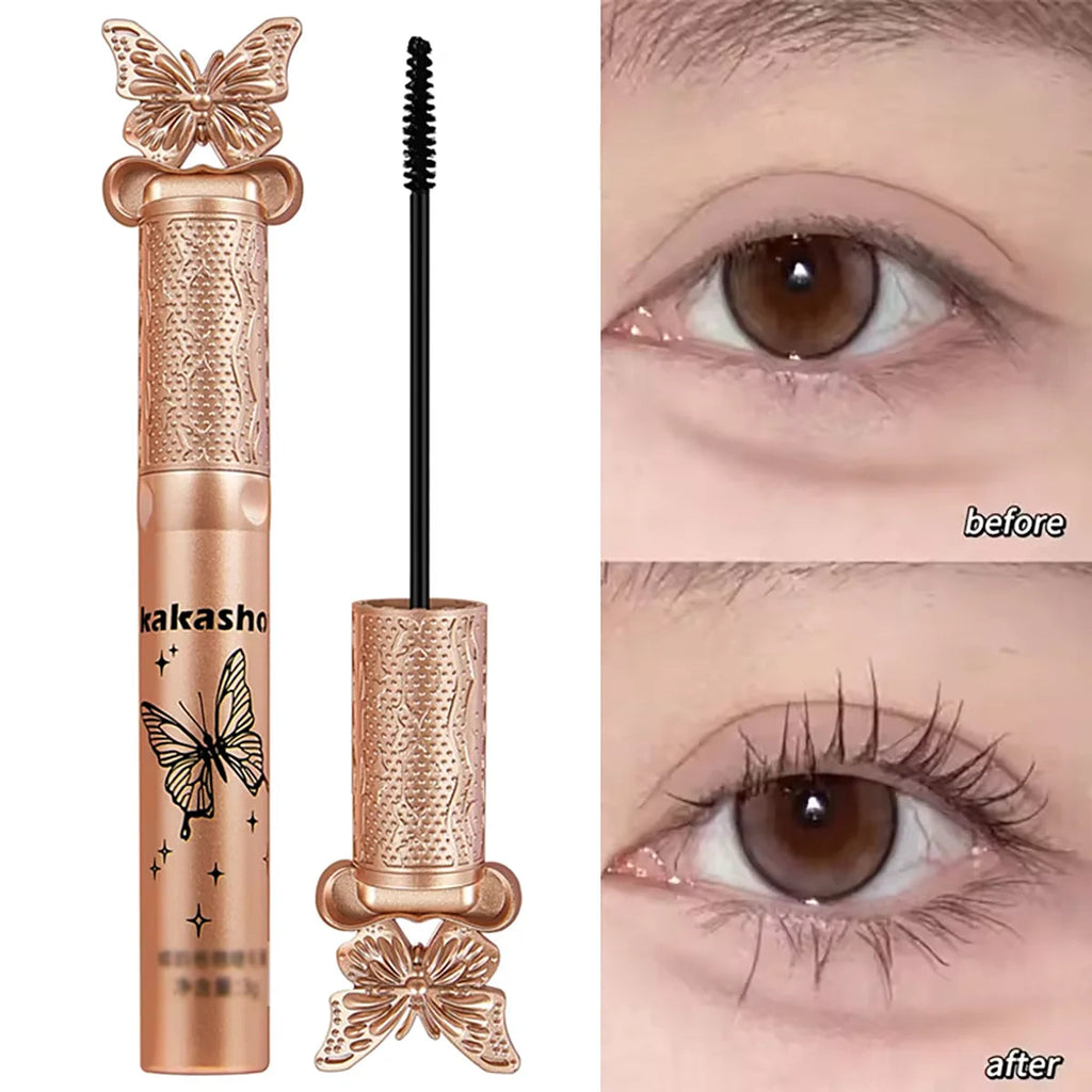 kakashow Silk Fiber Matte Mascara Makeup Ultra-Fine Brush Lengthens Eyelashes Waterproof Fast Dry Black Curling TechVisio