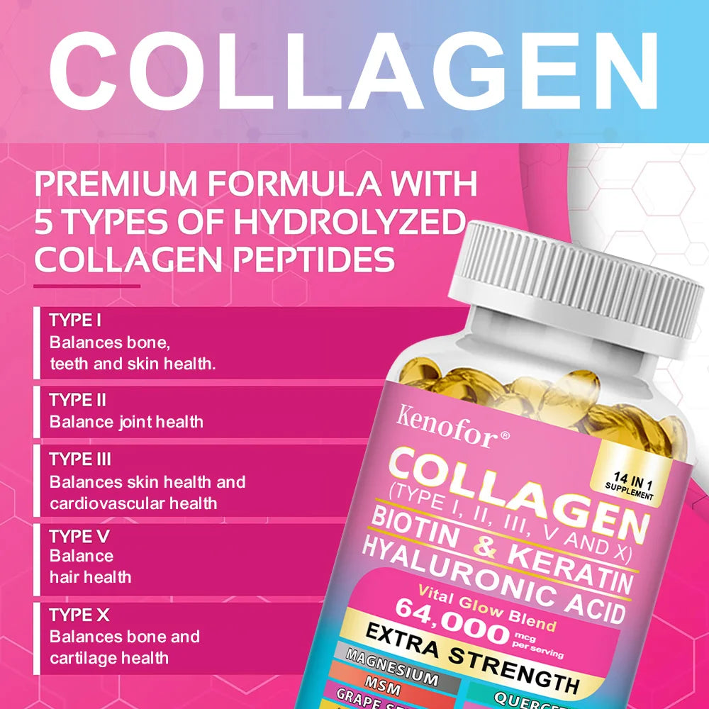 Kenofor Collagène 14-en-1 – Biotine, Kératine & Acide Hyaluronique