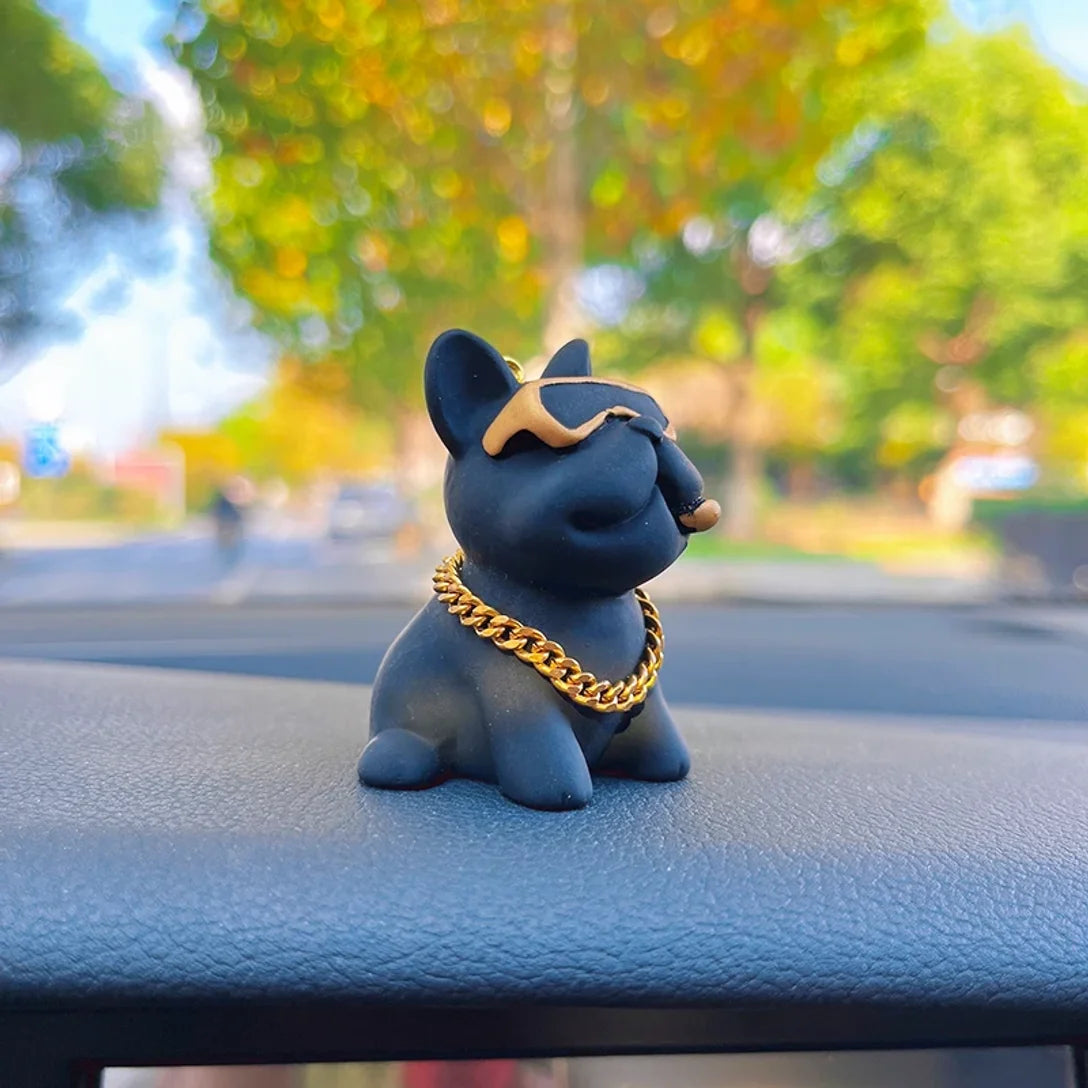 Figurine Bulldog Résine Tableau de Bord – Déco Voiture, 3 Coloris