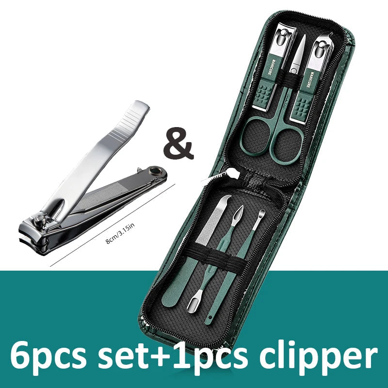 6-9 Pcs Manicure Set With Leather Case Professional Foot And Face Care Tool Kits Stainless Steel Nail Clipper Sets Gift TechVisio