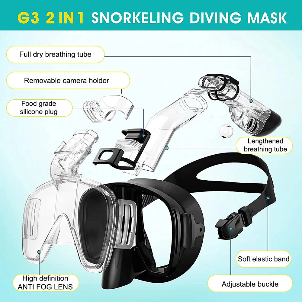 Underwater Snorkeling Half face Face Children Swimming Mask Set Scuba Diving Respirator Masks Anti Fog Safe Breathing for Adult TechVisio